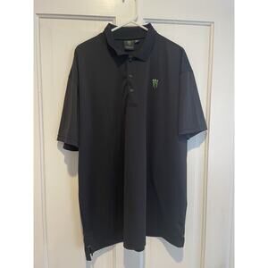 Official Monster Energy Drink Men’s XL Black Logo Short Sleeve Polo Shirt Golf